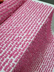 Fabric By The Yard Pink Lace 3d Polka-dot Bows Embroidery On Mesh Clothing Girls