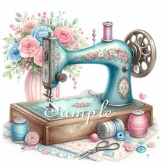Fabric Art Quilt Block – Shabby Vintage Sewing Machines – 100% Cotton – SEW003