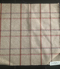 THIBAUT Alfredo Plaid in Beige 17″ Linen Blend Woven Fabric Sample