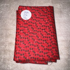 4 Vintage Christmas Holly Fabric Lot Red Green White Quilting Craft Sewing NOS