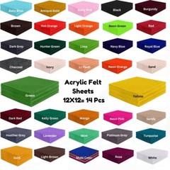 FabricLA | Acrylic Felt Fabric Pre Cut 12X12 Inch Square Sheets | 14 Pieces