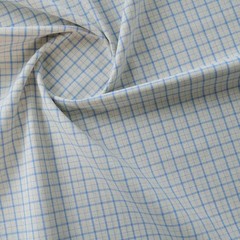 145cm Wide Yarn Dyed Cotton Fabric Blue Check Stripe Linen Look Bag Dress