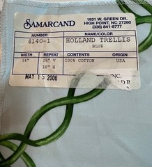 Samarcand Holland Trellis in Blue 17.5” x 26” Sample Piece