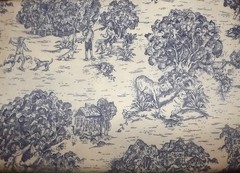 Quilt Fabric Toile French Country Blue/White 1 1/2 yard
