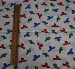 4.5 yards 100% cotton western cowyboy hat cactus vintage Princess Fabrics #578