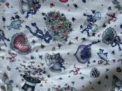 Vintage RARE 1996 Lucy Riggs Fabric Wedding Bells Whimsical Charming 1 Yard