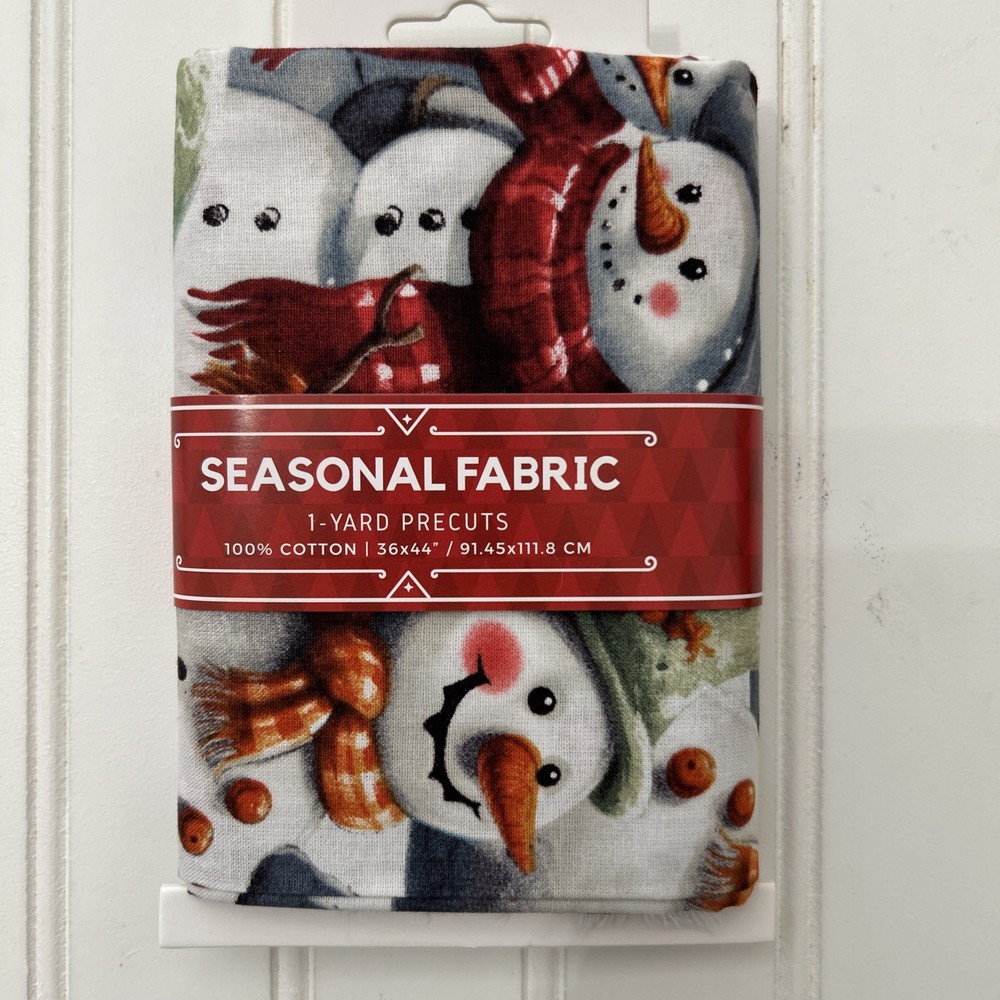Seasonal Fabric Holiday Snowman Precut 1- Yard 100% Cotton David Textiles New