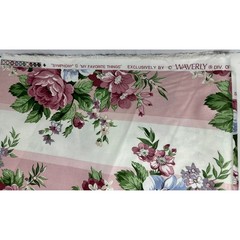 Waverly Fabric Symphony My Favorite Things Pink Floral Stripe Cotton 3.44 Yards