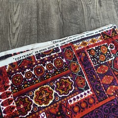 Vintage 5th Avenue Designs Fabric VAT Dye W/Dupont Zepel, Red Bohemian 48×284”