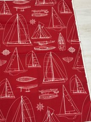 Solarium Outdoor Fabric Sailing Sailboats 1 Yard Red RichLoom Screen Print 54”