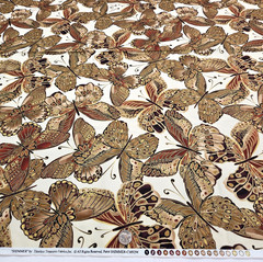 Shimmer Butterflies Metallic Gold On Cream Cotton CM9294 Timeless Treasures BTY