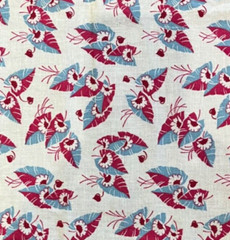 DELIGHTFUL Vintage 1940s feed sack fabric piece 8×9″ – tropical leaf pattern