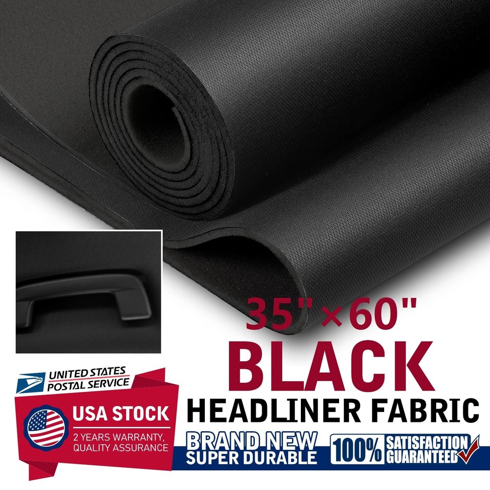 35″×60″ Black Knit Headliner Fabric with Foam Backing Mate Car Roof Upholstery