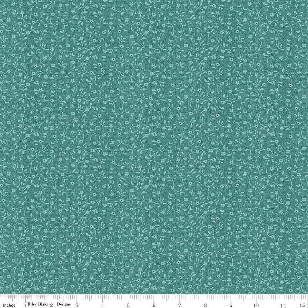 RBD ~ Floret ~ C675-Teal ~ Per half yard