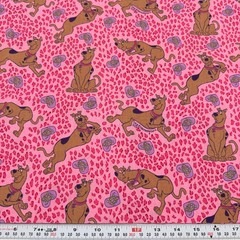 Vintage Scooby Doo Snacks Hanna Barbera Pink Cotton Fabric Remnant 16″ x 44″