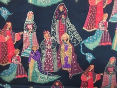 Christmas ROYALITY PEOPLE Gold VTG. Hancock Minnesota Fabric RARE SBTY X
