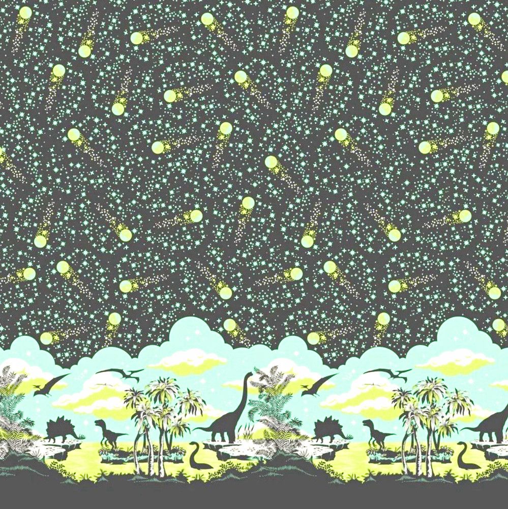 Tula Pink Cotton Dinosaur Animal Print Quilting Meteor Storm