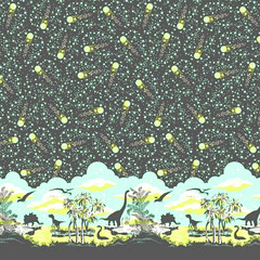Tula Pink Cotton Dinosaur Animal Print Quilting Meteor Storm