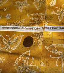 White-Outlined Butterflies* Gold Highlights* Quilters Only * 100% Cotton 8″ x22″