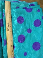 silk fabric 45×140″ polka dot teal / green & purple