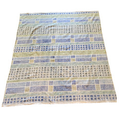 VTG 60s 5th Avenue Design Screen Printed Fabric Mid Century Modern 56 x 50 Blue
