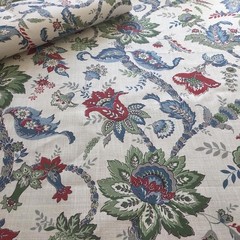 Nicole Fabre Designs Printed Linen ‘Trianon’Fabric in Authentique 2Yds 12″+Tail