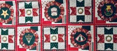 Wamsutta Patchwork Christmas Cheater Stars Tree Wreath 10 Blocks 8.5 SQ Panel