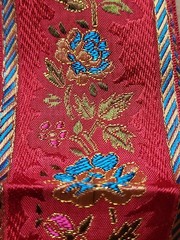 Vtg Silk Chinese brocade and jacquard ribbons Trims. Flower and Butterfly