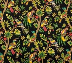 MILL CREEK TAILFEATHER FRESCO BLACK FOREST BIRD VINE OUTDOOR FABRIC BY YARD 54″W