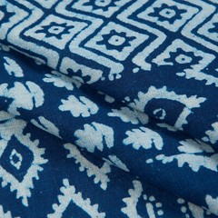 2.5 Yards Cotton Indigo Blue Fabric Patchwork Hand Block Printed Crafting Fabric