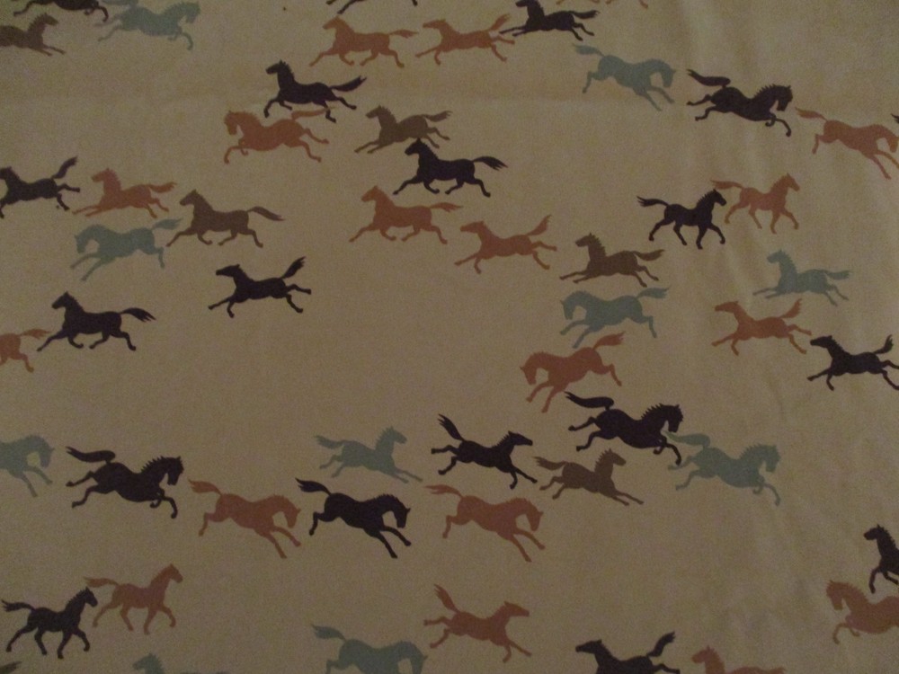 Synthetic Fabric Remnant Piece Poly Suede Wild Running Horse on Tan