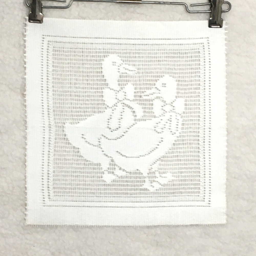 Fabric lace panel square Ducks w/ bows white sewing craft Vintage