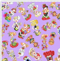 Sewing Lady Toss Fabric By Yard Purple Ladies Sew Curious Loralie Designs Cotton