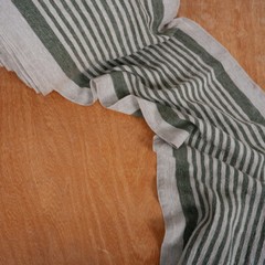100% linen fabric 340gsm French grey green stripes grain sack vintage linen flax