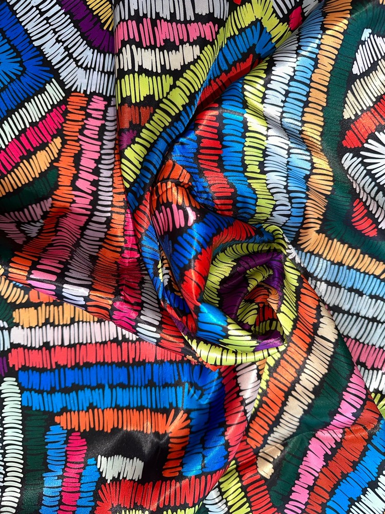 African Print, Satin Fabric- Rainbow “Kissi”, Per Yard or Wholesale