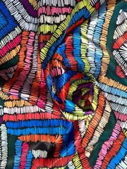 African Print, Satin Fabric- Rainbow “Kissi”, Per Yard or Wholesale