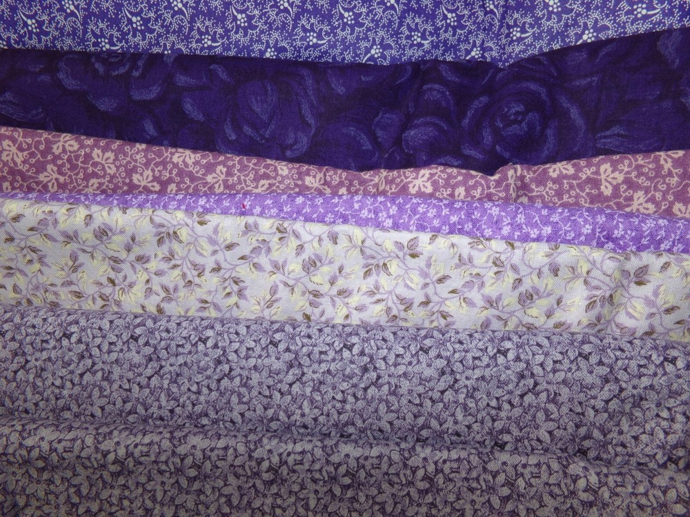 PURPLE Lavender FLOWER TONALS leaves COTTON Fabric U-PICK see 4 info 1/2 YD BTHY