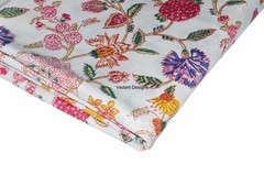 Indian 10Yard New Hand Block Print White Floral Cotton Craft Sewing Dress Fabric