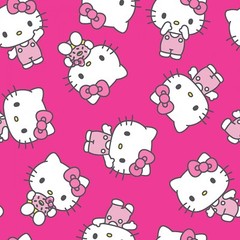 20″L x 45″W Sanrio Hello Kitty Sweet Hot Pink Cotton Fabric 77628