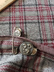 65 x 24″ uncut Vintage Fabric + extra grey maroon black plaid estate