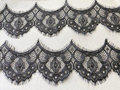 2 Pieces Black Eyelash French Lace Trim for Sewing/Crafts/Lingerie/2.75″ Wide