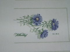 1 fabric panel, 6 sets of oven mitt tops, FLOWERS – WILLIAMSBURG PRINT – ASTERS