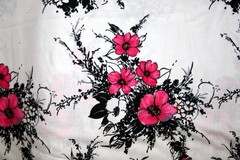 PINK WHITE AND BLACK FLORAL BOUQUET ON WHITE – 100% COTTON FABRIC