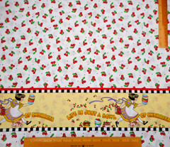 Cotton Fabric 1 3/8 Yard Bowl Of Cherries Mary Engelbreit NOT on Selvage Vtg N