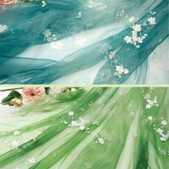 Flower Pear Blossoms Embroidery Chiffon Fabric Chinese Hanfu Sewing Costumes