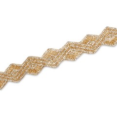 Beaded Rhinestone Fabric Trim Iron On 1.25 In Scalloped Mesh 4.9 / 9.8 Yd Spool