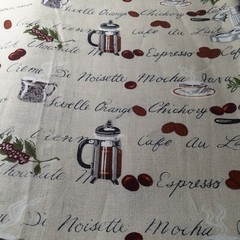 Sewing Fabric Coffee Bean Cappuccino Cafe Barrista Quilting Craft 1-1/8 yd x 44″