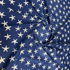 Silver Starfish Navy Blue Print Spandex Stretch Fabric 60″ wide Swimsuit By Yard