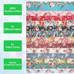 42Pcs Jelly Roll Fabric Strips Soft Cotton Quilting Fabric 2.5 X 20 Inch Pre-Cut