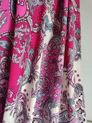 Ornate Italian Paisley Viscose Challis Fabric 60×80″ Pink Red Blue White 2.2 Yds